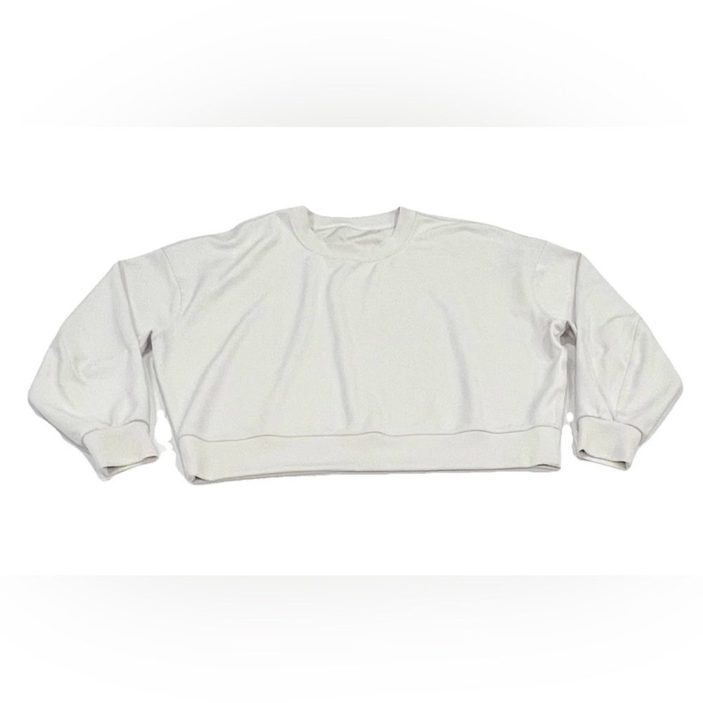 LULULEMON Ribbed Perfectly Oversized Cropped Crew Softstreme Bone Pullover 12
